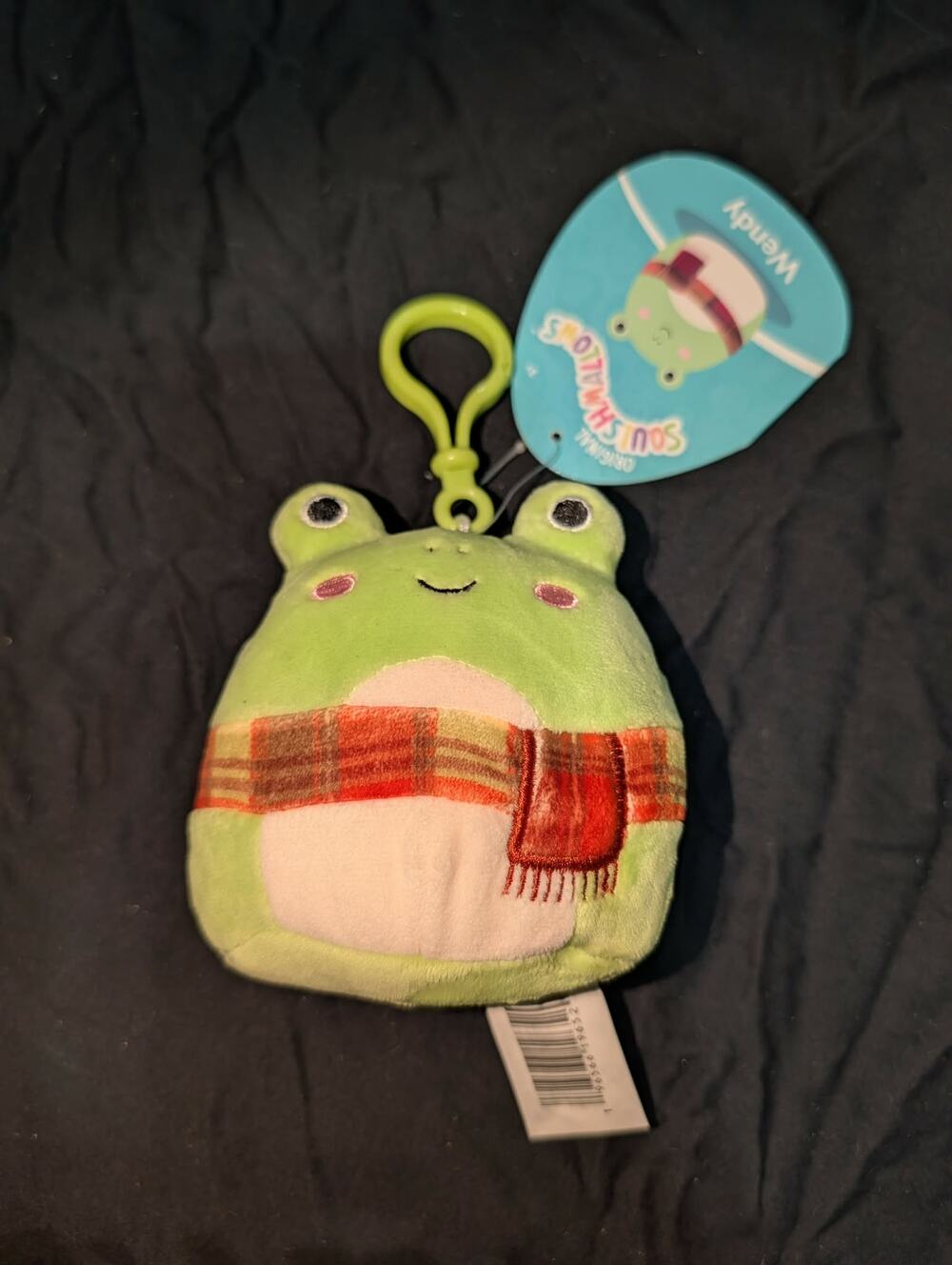 Squishmallows Wendy the Frog with Plaid Scarf 3.5" Plush Clip BNWT